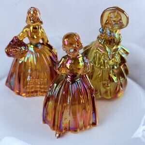 Vintage Wheaton Carnival Glass Ladies Figurines Southern Belle Girls Set Of 3